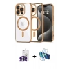 MARSİLYAN™- iPhone 16 Pro Max Kılıf Nova Işık Özel Seri - Siyah 3D Antistatik Cam Ekran Koruyucu + Bilvis Titan Kamera Lens - SH