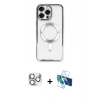 MARSİLYAN™- iPhone 16 Pro Max Kılıf Nova Işık Özel Seri - Siyah 3D Antistatik Cam Ekran Koruyucu + Pers Alüminyum Kamera Lens - GS
