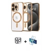 MARSİLYAN™- iPhone 16 Pro Max Kılıf Nova Işık Özel Seri - Siyah 3D Antistatik Cam Ekran Koruyucu + Pers Alüminyum Kamera Lens - GI