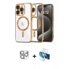 MARSİLYAN™- iPhone 16 Pro Max Kılıf Nova Işık Özel Seri - Siyah 3D Antistatik Cam Ekran Koruyucu + Pers Alüminyum Kamera Lens - GS