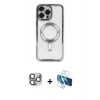 MARSİLYAN™- iPhone 16 Pro Max Kılıf Nova Işık Özel Seri - Siyah 3D Antistatik Cam Ekran Koruyucu + Pers Alüminyum Kamera Lens - GI