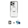 MARSİLYAN™- iPhone 16 Pro Max Kılıf Nova Işık Özel Seri - Siyah 3D Antistatik Cam Ekran Koruyucu + PVD Metal Kamera Lens - GD