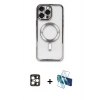 MARSİLYAN™- iPhone 16 Pro Max Kılıf Nova Işık Özel Seri - Siyah 3D Antistatik Cam Ekran Koruyucu + PVD Metal Kamera Lens - GD