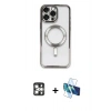 MARSİLYAN™- iPhone 16 Pro Max Kılıf Nova Işık Özel Seri - Siyah 3D Antistatik Cam Ekran Koruyucu + PVD Metal Kamera Lens - GS