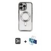 MARSİLYAN™- iPhone 16 Pro Max Kılıf Nova Işık Özel Seri - Siyah 3D Antistatik Cam Ekran Koruyucu + PVD Metal Kamera Lens - SH