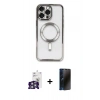 MARSİLYAN™- iPhone 16 Pro Max Kılıf Nova Işık Özel Seri - Siyah 3D Antistatik Hayalet Cam Ekran Koruyucu + Bilvis Titan Kamera Lens - GS