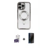 MARSİLYAN™- iPhone 16 Pro Max Kılıf Nova Işık Özel Seri - Siyah 3D Antistatik Hayalet Cam Ekran Koruyucu + Bilvis Titan Kamera Lens - TMGI