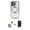 MARSİLYAN™- iPhone 16 Pro Max Kılıf Nova Işık Özel Seri - Siyah 3D Antistatik Hayalet Cam Ekran Koruyucu + Raze Metal Kamera Lens - CLTM