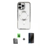 MARSİLYAN™- iPhone 16 Pro Max Kılıf Nova Işık Özel Seri - Siyah 3D Antistatik Hayalet Cam Ekran Koruyucu + Raze Metal Kamera Lens - SH