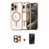 MARSİLYAN™- iPhone 16 Pro Max Kılıf Nova Işık Özel Seri - Siyah 3D Antistatik Hayalet Cam Ekran Koruyucu + Pers Alüminyum Kamera Lens - CLTM