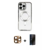 MARSİLYAN™- iPhone 16 Pro Max Kılıf Nova Işık Özel Seri - Siyah 3D Antistatik Hayalet Cam Ekran Koruyucu + Pers Alüminyum Kamera Lens - CLTM