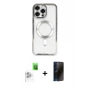 MARSİLYAN™- iPhone 16 Pro Max Kılıf Nova Işık Özel Seri - Siyah 3D Antistatik Hayalet Cam Ekran Koruyucu + Raze Metal Kamera Lens - BZ