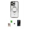 MARSİLYAN™- iPhone 16 Pro Max Kılıf Nova Işık Özel Seri - Siyah 3D Antistatik Hayalet Cam Ekran Koruyucu + Raze Metal Kamera Lens - NLGY