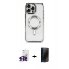 MARSİLYAN™- iPhone 16 Pro Max Kılıf Nova Işık Özel Seri - Siyah 3D Antistatik Hayalet Cam Ekran Koruyucu + Bilvis Titan Kamera Lens - SH