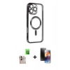 MARSİLYAN™- iPhone 16 Pro Max Kılıf Nova Işık Özel Seri - Siyah 3D Antistatik Mat Seramik Nano Ekran Koruyucu + Raze Metal Kamera Lens - NLGY