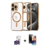 MARSİLYAN™- iPhone 16 Pro Max Kılıf Nova Işık Özel Seri - Siyah 3D Antistatik Mat Seramik Nano Ekran Koruyucu + Bilvis Titan Kamera Lens - SH