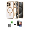MARSİLYAN™- iPhone 16 Pro Max Kılıf Nova Işık Özel Seri - Siyah 3D Antistatik Mat Seramik Nano Ekran Koruyucu + Raze Metal Kamera Lens - SH
