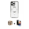 MARSİLYAN™- iPhone 16 Pro Max Kılıf Nova Işık Özel Seri - Siyah 3D Antistatik Mat Seramik Nano Ekran Koruyucu + Pers Alüminyum Kamera Lens - CLTM
