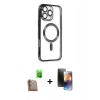 MARSİLYAN™- iPhone 16 Pro Max Kılıf Nova Işık Özel Seri - Siyah 3D Antistatik Mat Seramik Nano Ekran Koruyucu + Raze Metal Kamera Lens - CLTM