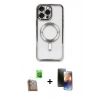 MARSİLYAN™- iPhone 16 Pro Max Kılıf Nova Işık Özel Seri - Siyah 3D Antistatik Mat Seramik Nano Ekran Koruyucu + Raze Metal Kamera Lens - CLTM