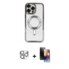 MARSİLYAN™- iPhone 16 Pro Max Kılıf Nova Işık Özel Seri - Siyah 3D Antistatik Mat Seramik Nano Ekran Koruyucu + Pers Alüminyum Kamera Lens - GS