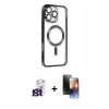 MARSİLYAN™- iPhone 16 Pro Max Kılıf Nova Işık Özel Seri - Siyah 3D Antistatik Mat Seramik Nano Ekran Koruyucu + Bilvis Titan Kamera Lens - TMGI