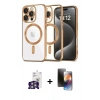 MARSİLYAN™- iPhone 16 Pro Max Kılıf Nova Işık Özel Seri - Siyah 3D Antistatik Mat Seramik Nano Ekran Koruyucu + Bilvis Titan Kamera Lens - GS
