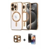 MARSİLYAN™- iPhone 16 Pro Max Kılıf Nova Işık Özel Seri - Siyah 3D Antistatik Mat Seramik Nano Ekran Koruyucu + Pers Alüminyum Kamera Lens - CLTM