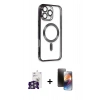 MARSİLYAN™- iPhone 16 Pro Max Kılıf Nova Işık Özel Seri - Siyah 3D Antistatik Mat Seramik Nano Ekran Koruyucu + Bilvis Titan Kamera Lens - GS