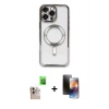 MARSİLYAN™- iPhone 16 Pro Max Kılıf Nova Işık Özel Seri - Siyah 3D Antistatik Mat Seramik Nano Ekran Koruyucu + Raze Metal Kamera Lens - NLGY