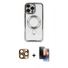 MARSİLYAN™- iPhone 16 Pro Max Kılıf Nova Işık Özel Seri - Siyah 3D Antistatik Mat Seramik Nano Ekran Koruyucu + Pers Alüminyum Kamera Lens - CLTM