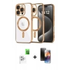 MARSİLYAN™- iPhone 16 Pro Max Kılıf Nova Işık Özel Seri - Siyah 3D Antistatik Mat Seramik Nano Ekran Koruyucu + Raze Metal Kamera Lens - BZ