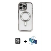 MARSİLYAN™- iPhone 16 Pro Max Kılıf Nova Işık Özel Seri - Siyah 3D Antistatik Seramik Nano Ekran Koruyucu + PVD Metal Kamera Lens - SH