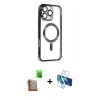 MARSİLYAN™- iPhone 16 Pro Max Kılıf Nova Işık Özel Seri - Siyah 3D Antistatik Seramik Nano Ekran Koruyucu + Raze Metal Kamera Lens - CLTM