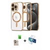 MARSİLYAN™- iPhone 16 Pro Max Kılıf Nova Işık Özel Seri - Siyah 3D Antistatik Seramik Nano Ekran Koruyucu + Raze Metal Kamera Lens - NLGY