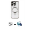MARSİLYAN™- iPhone 16 Pro Max Kılıf Nova Işık Özel Seri - Siyah 3D Antistatik Seramik Nano Ekran Koruyucu + Pers Alüminyum Kamera Lens - GS