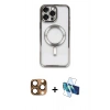 MARSİLYAN™- iPhone 16 Pro Max Kılıf Nova Işık Özel Seri - Siyah 3D Antistatik Seramik Nano Ekran Koruyucu + Pers Alüminyum Kamera Lens - CLTM