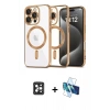 MARSİLYAN™- iPhone 16 Pro Max Kılıf Nova Işık Özel Seri - Siyah 3D Antistatik Seramik Nano Ekran Koruyucu + PVD Metal Kamera Lens - SH