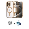 MARSİLYAN™- iPhone 16 Pro Max Kılıf Nova Işık Özel Seri - Siyah 3D Antistatik Seramik Nano Ekran Koruyucu + Pers Alüminyum Kamera Lens - GS