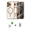 MARSİLYAN™- iPhone 16 Pro Max Kılıf Nova Işık Özel Seri - Siyah Bilvis 3D Cam Ekran Koruyucu + Raze Metal Kamera Lens - BZ