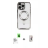 MARSİLYAN™- iPhone 16 Pro Max Kılıf Nova Işık Özel Seri - Siyah Bilvis 3D Cam Ekran Koruyucu + Raze Metal Kamera Lens - BZ