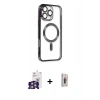 MARSİLYAN™- iPhone 16 Pro Max Kılıf Nova Işık Özel Seri - Siyah Bilvis 3D Cam Ekran Koruyucu + Bilvis Titan Kamera Lens - GS