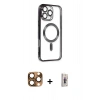 MARSİLYAN™- iPhone 16 Pro Max Kılıf Nova Işık Özel Seri - Siyah Bilvis 3D Cam Ekran Koruyucu + Çöl Titanyum Pers Alüminyum Kamera Lens