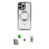 MARSİLYAN™- iPhone 16 Pro Max Kılıf Nova Işık Özel Seri - Siyah Bilvis 3D Cam Ekran Koruyucu + Çöl Titanyum Raze Metal Kamera Lens