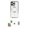 MARSİLYAN™- iPhone 16 Pro Max Kılıf Nova Işık Özel Seri - Siyah Bilvis 3D Cam Ekran Koruyucu + Çöl Titanyum Raze Metal Kamera Lens
