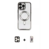 MARSİLYAN™- iPhone 16 Pro Max Kılıf Nova Işık Özel Seri - Siyah Bilvis 3D Cam Ekran Koruyucu + Gold PVD Metal Kamera Lens