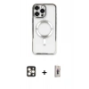 MARSİLYAN™- iPhone 16 Pro Max Kılıf Nova Işık Özel Seri - Siyah Bilvis 3D Cam Ekran Koruyucu + Gold PVD Metal Kamera Lens
