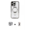 MARSİLYAN™- iPhone 16 Pro Max Kılıf Nova Işık Özel Seri - Siyah Bilvis 3D Cam Ekran Koruyucu + Pers Alüminyum Kamera Lens - GI