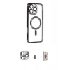 MARSİLYAN™- iPhone 16 Pro Max Kılıf Nova Işık Özel Seri - Siyah Bilvis 3D Cam Ekran Koruyucu + Pers Alüminyum Kamera Lens - GI