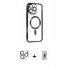 MARSİLYAN™- iPhone 16 Pro Max Kılıf Nova Işık Özel Seri - Siyah Bilvis 3D Cam Ekran Koruyucu + Pers Alüminyum Kamera Lens - GS
